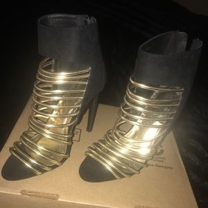 Black & Gold Helens Bootie heels